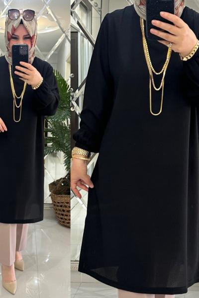 Nisa tunik krep kumaş siyah
