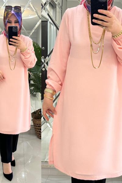 Nisa tunik krep kumaş pudra