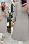 Nisa tunik krep kumaş gri