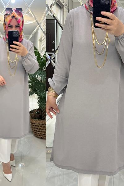 Nisa tunik krep kumaş gri