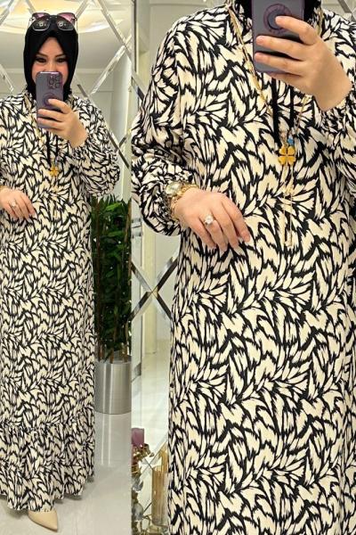 Nur elbise empirme kumaş siyah