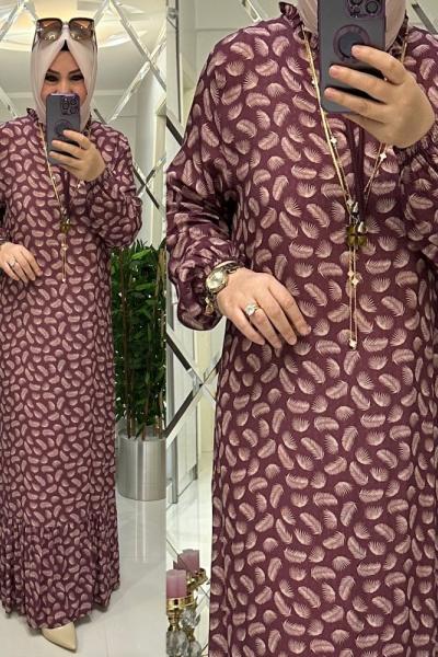 Nur elbise empirme kumaş gül