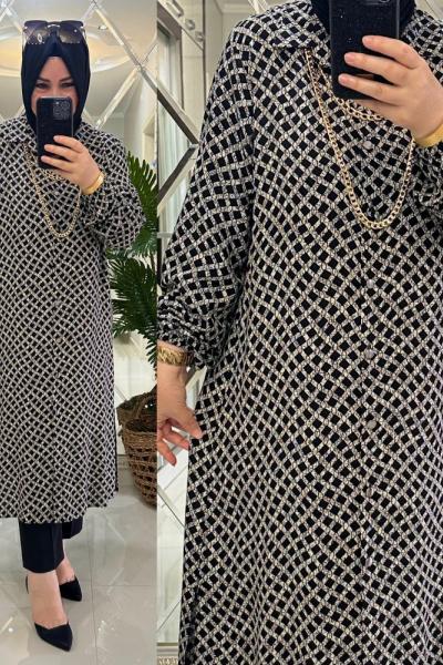 Nurcan gömlek pamuklu viskon kumaş siyah