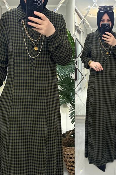 Nursel elbise ekol kumaş haki