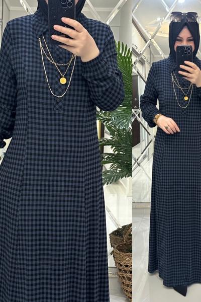 Nursel elbise ekol kumaş mavi