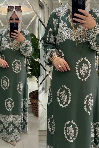 Oya elbise viskon kumaş haki