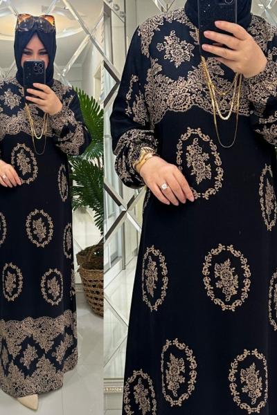 Oya elbise viskon kumaş siyah