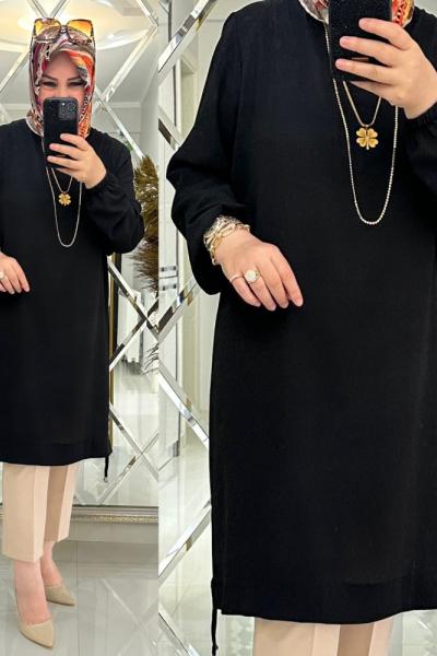 Özge tunik krep kumaş siyah