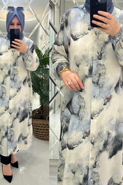 Özlem kap viskon kumaş mavili