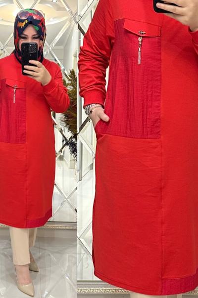 Özlem tunik ikiiplik penye kumaş narçiçeği