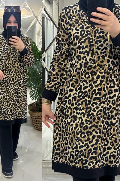 Pare takım fitilli leopar desen