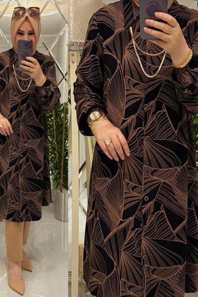 Pınar gömlek viskon kumaş siyah/kahve