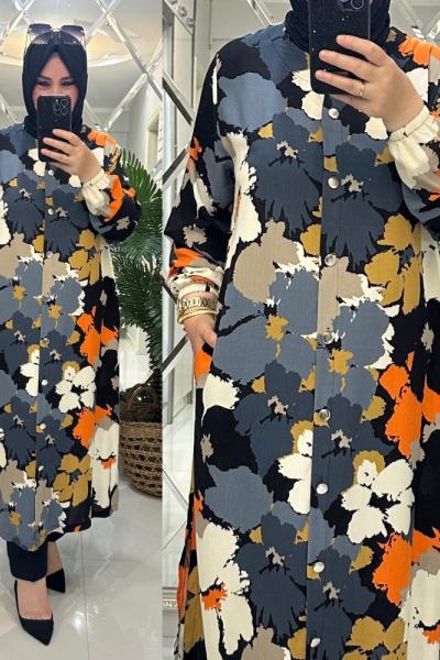 Rana kap pamuklu viskon kumaş turuncu