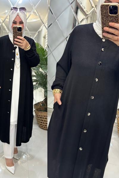 Reyhan hırka petek triko kumaş siyah