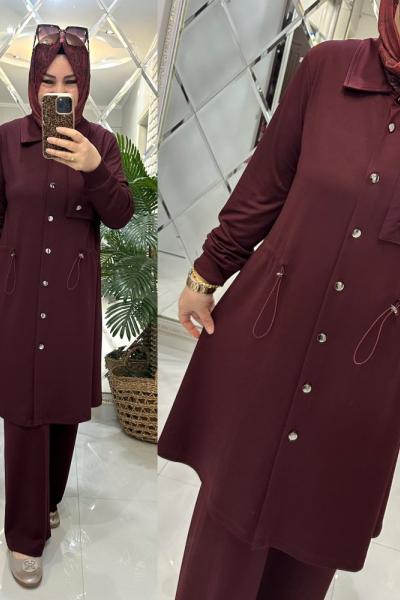 Rüya takım ipek Oyşo kumaş bordo