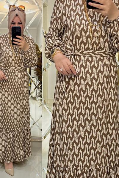 Şans elbise viskon kumaş sütlükahve