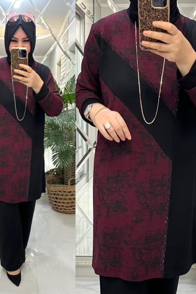 Selma takım oyşo kumaş bordo