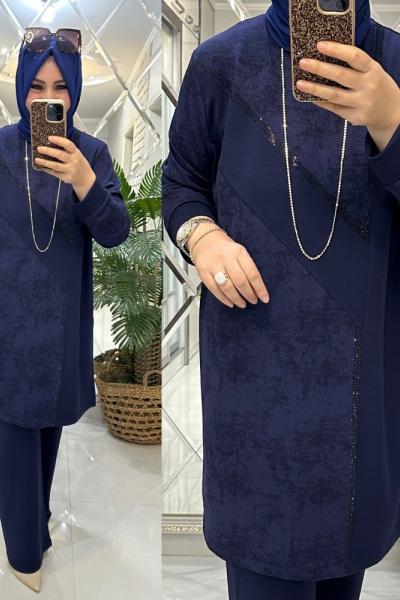 Selma takım oyşo kumaş koyumavi