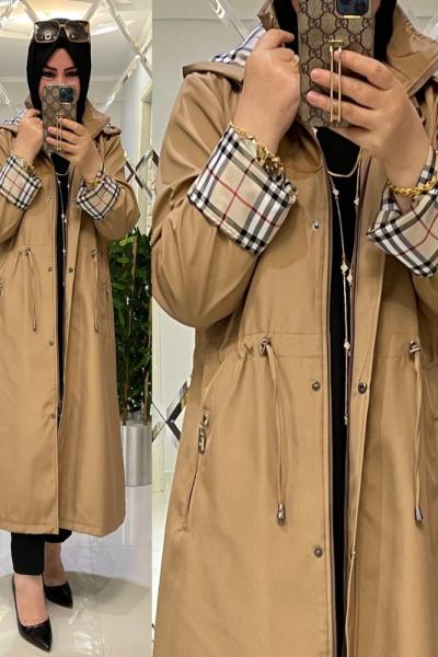 Selma trenç bondit kumaş burbery Latte