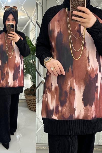 Selva takım dalgıç kumaş kahveli