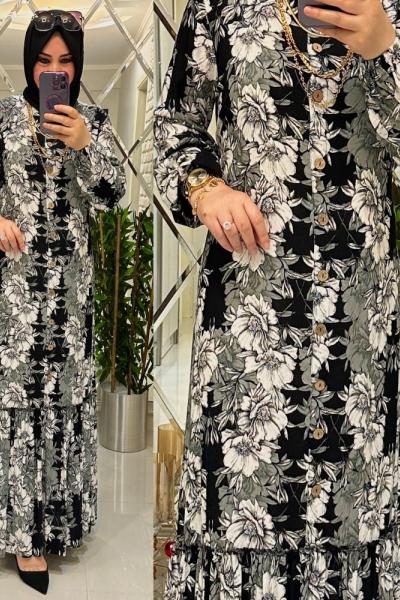 Sema elbise viskon kumaş siyah