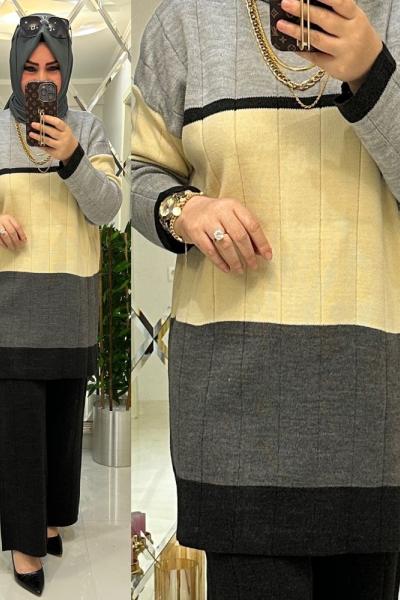 Serda yumuşak triko takım gri