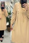 Sevil tunik krep kumaş latte