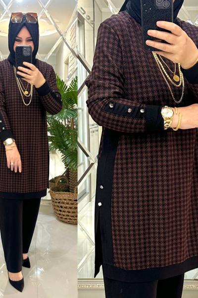 Sevim takım örme/krep penye kumaş kiremit