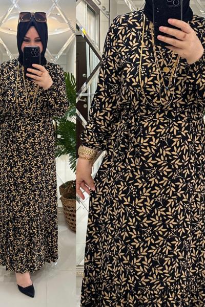 Şeyda elbise viskon kumaş vizon