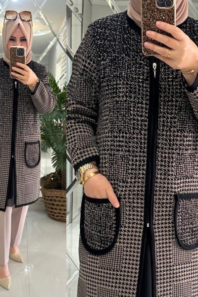 Şeyma hırka triko kumaş vizon