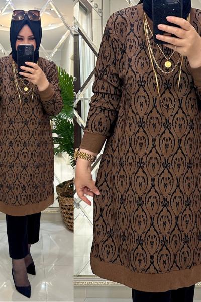 Seyran tunik fitilli bürümcük kumaş karamel