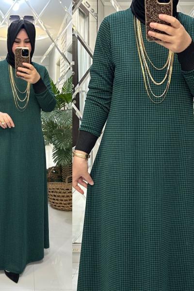 Sezay elbise penye-triko kumaş zümrüt