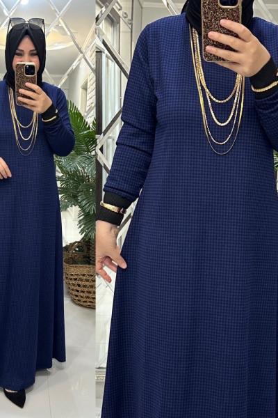 Sezay elbise penye-triko kumaş mavi