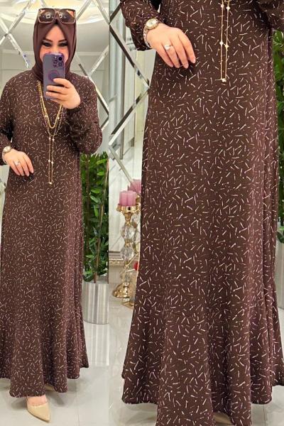 Sezen bürümcük elbise kahve