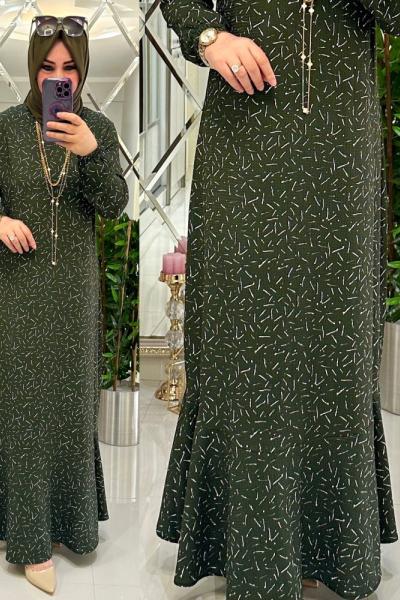 Sezen bürümcük elbise haki