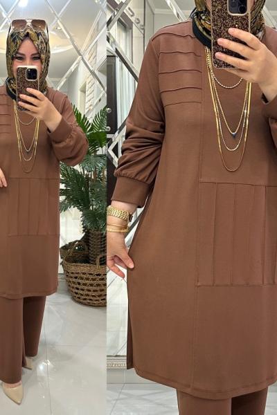 Sibel takım oyşo kumaş karamel