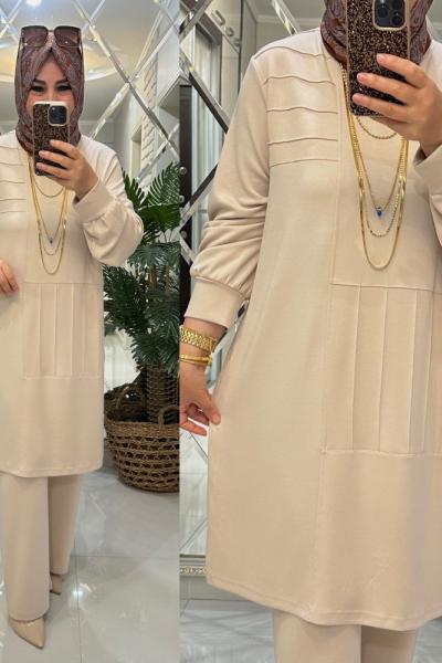 Sibel takım oyşo kumaş krem