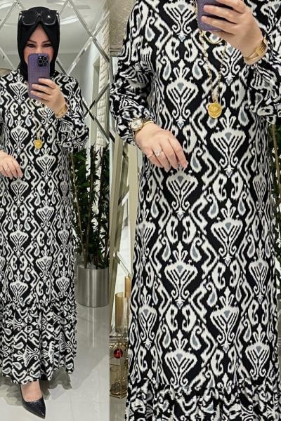 Sıla elbise pamuklu viskon siyah