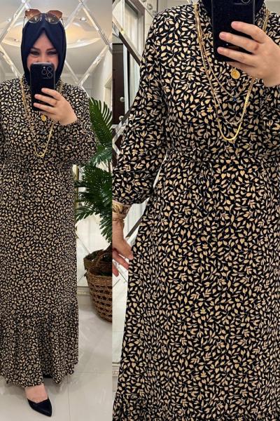 Sinem elbise viskon kumaş siyah/vizon