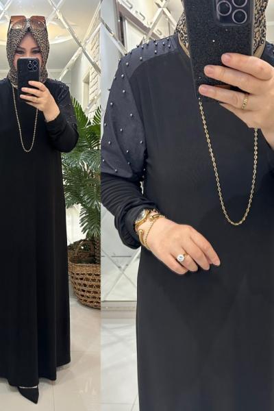 Sofia elbise sandy kumaş siyah