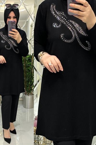 Sude yumuşak penye tunik siyah