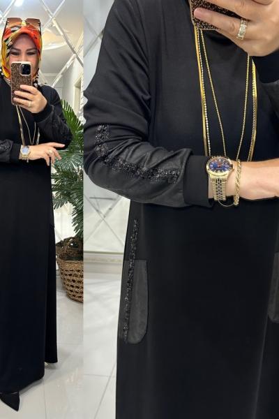 Sudem elbise oyşo penye kumaş siyah