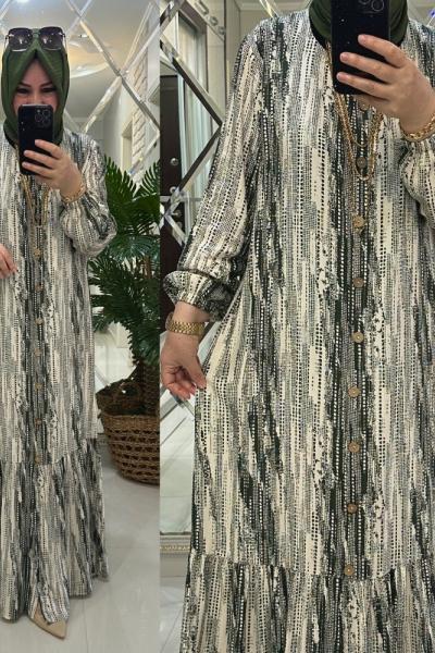 Süheyla elbise viskon kumaş haki