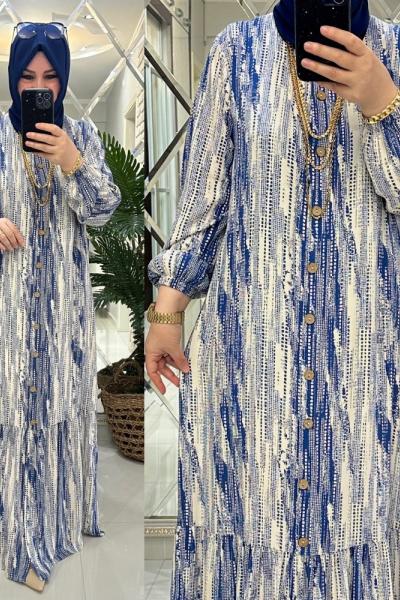 Süheyla elbise viskon kumaş mavi