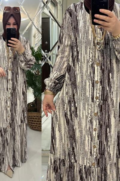 Süheyla elbise viskon kumaş kahve