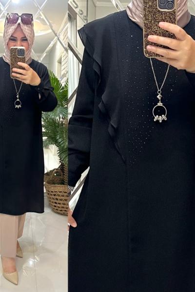 Şule tunik kumlu krep kumaş siyah