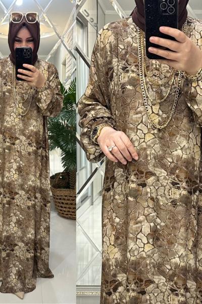 Sümbül elbise belmando kumaş kahve