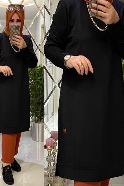 Sweet iki iplik penye Cansu tunik siyah