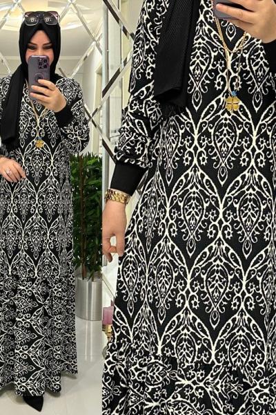 Tugba Bürümcük Elbise Siyah/Beyaz