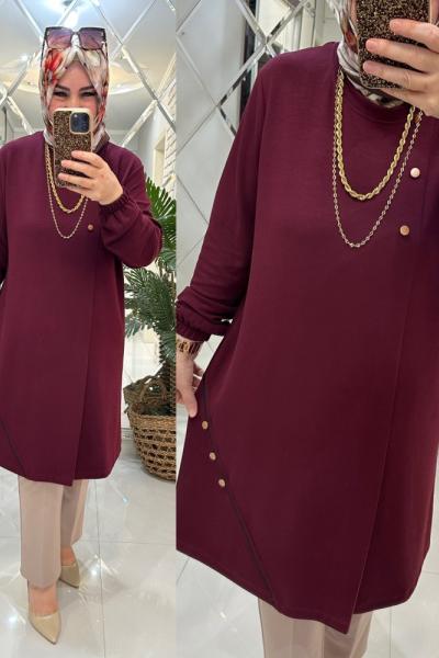 Tülin tunik oyşo penye kumaş bordo